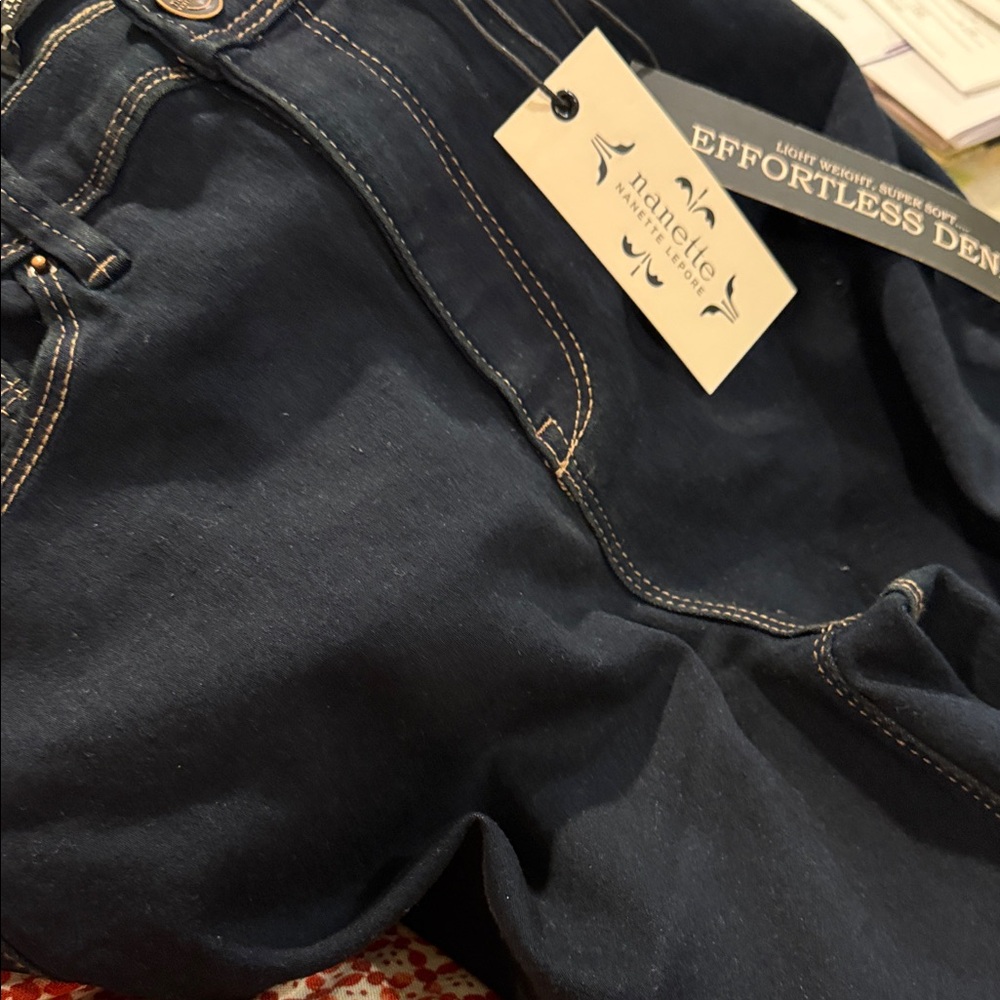 Nanette Lepore Dark Blue Stretch Jeggings with Contrast Stitching